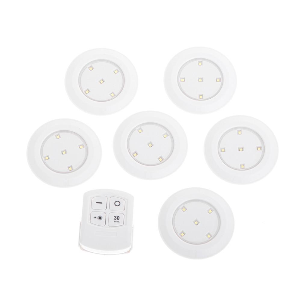 Image of Kabellose LED-Leuchten mit Fernbedienung - 6er-Pack Kabellose LED-Leuchten mit Fernbedienung - 6er-Pack