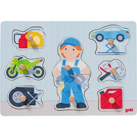 goki  Puzzle Steckpuzzle Automechaniker (8Teile) 