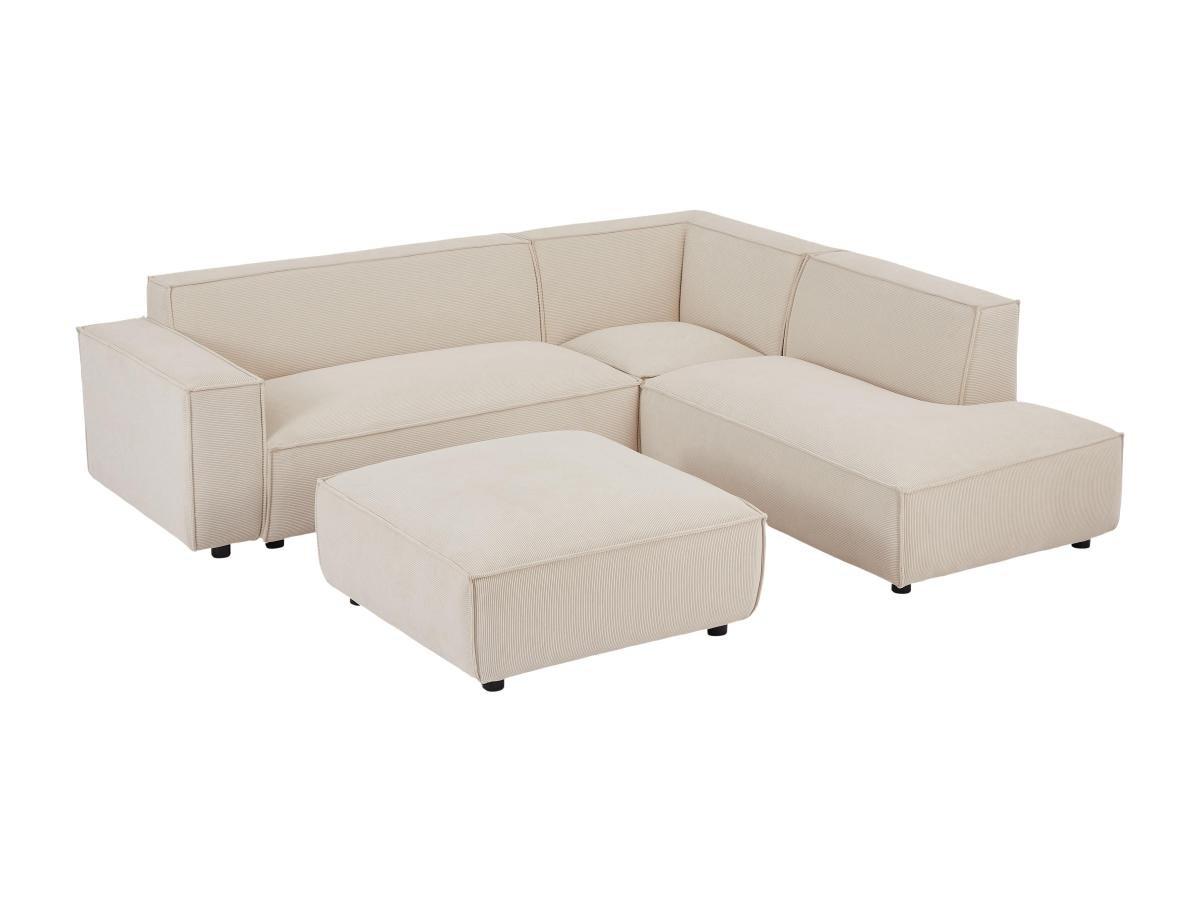 PASCAL MORABITO Großes Ecksofa & Hocker - Ecke rechts - Cord - Beige - BORORE  