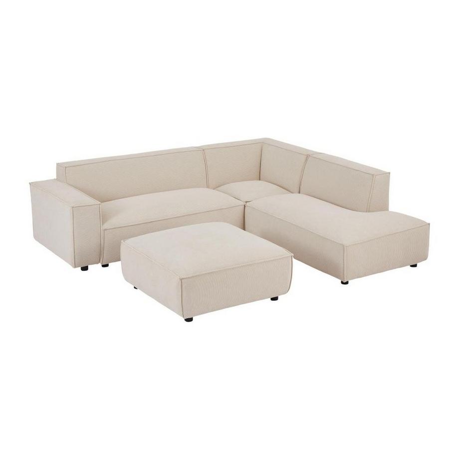 PASCAL MORABITO Großes Ecksofa & Hocker - Ecke rechts - Cord - Beige - BORORE  