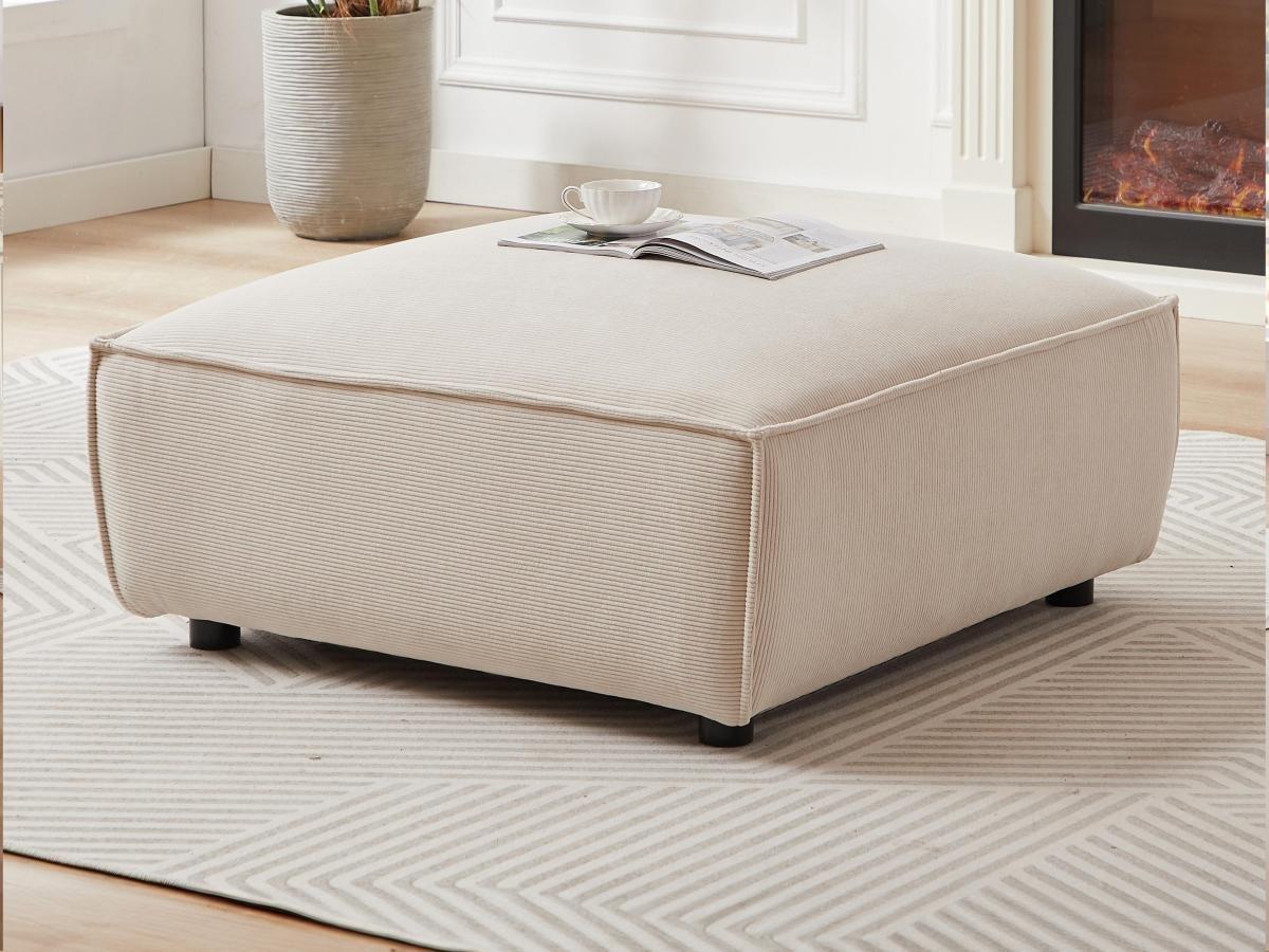 PASCAL MORABITO Großes Ecksofa & Hocker - Ecke rechts - Cord - Beige - BORORE  