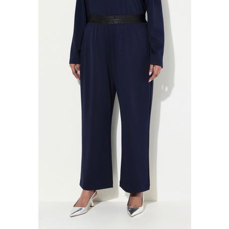 Ulla Popken  Pantalon en molleton, coupe plus courte, jambe large et taille élastique 