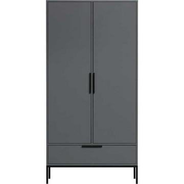 Armoire bois Adam pin acier gris (FSC)