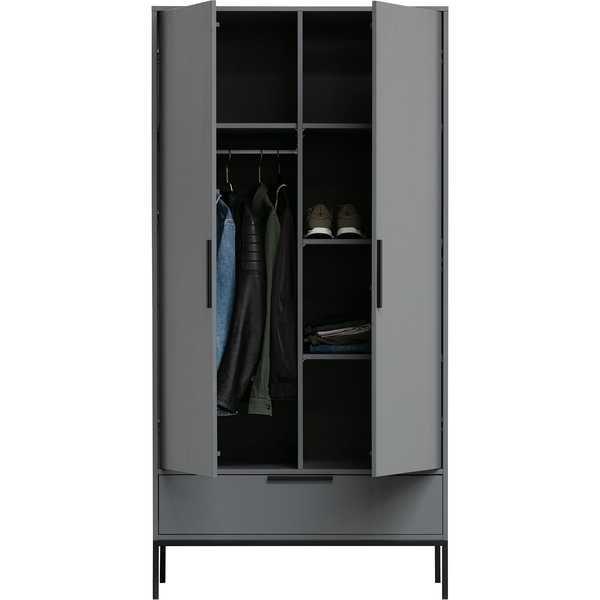 mutoni Armoire bois Adam pin acier gris (FSC)  