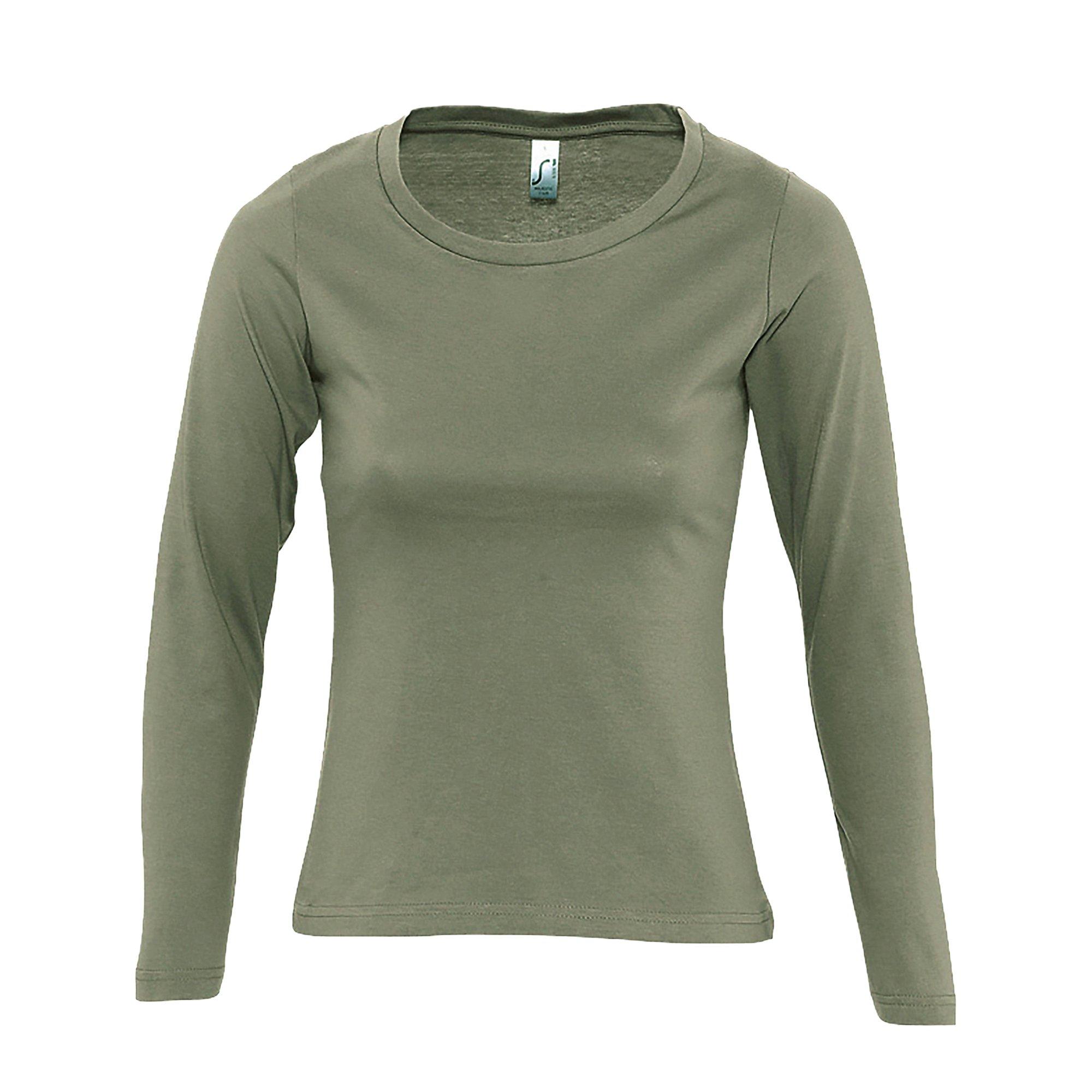 Image of Majestic Longsleeve Tshirt, Langarm Unisex Khaki L
