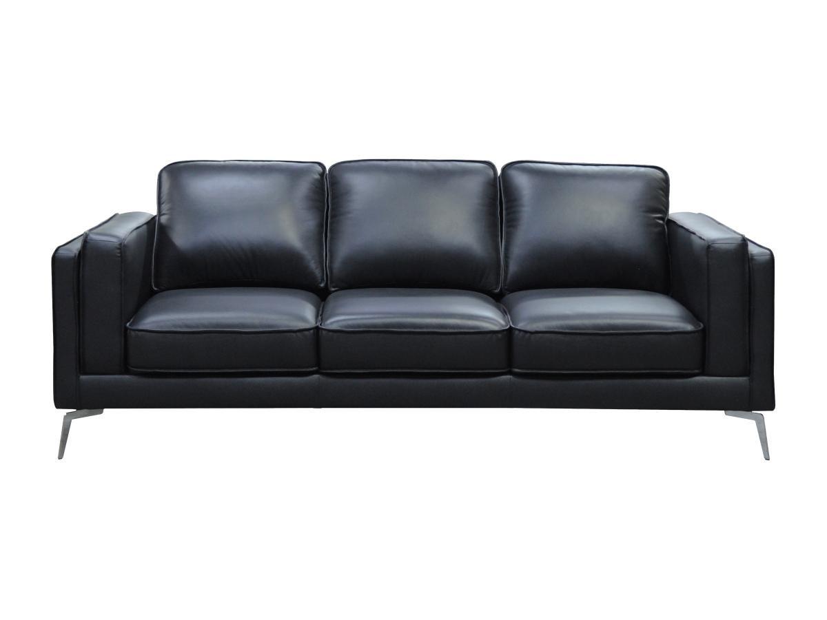 Vente-unique Sofa 3-Sitzer - Leder - Schwarz - LECCO  