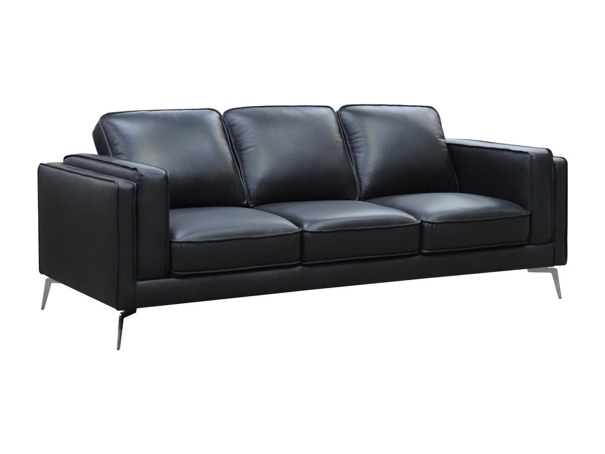 Vente-unique Sofa 3-Sitzer - Leder - Schwarz - LECCO  