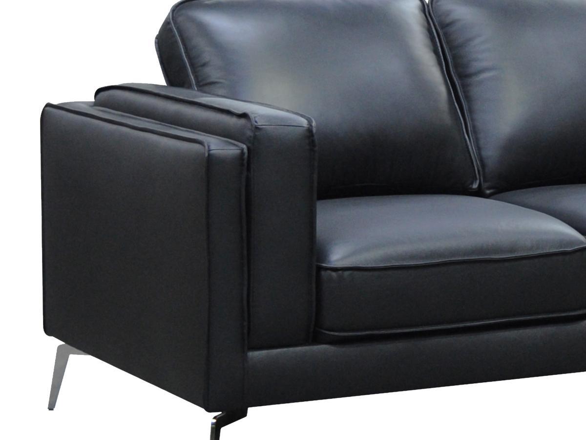 Vente-unique Sofa 3-Sitzer - Leder - Schwarz - LECCO  