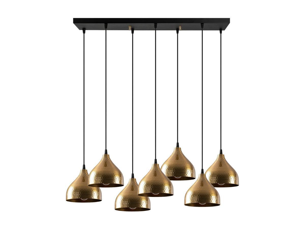 Vente-unique Deckenleuchte höhenverstellbar - Metall - 7 Schirme - 88 x 114 cm - Goldfarben & Schwarz - SONITI  