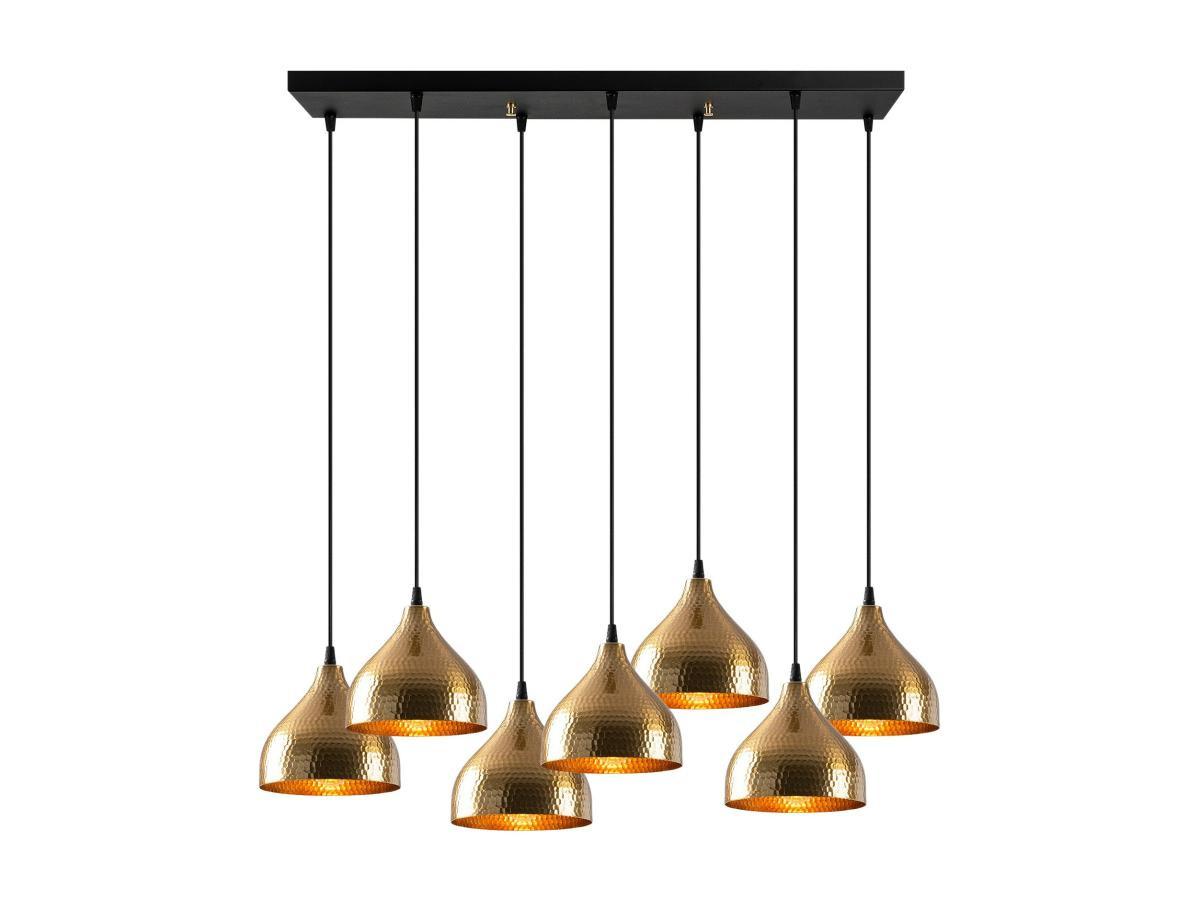 Vente-unique Deckenleuchte höhenverstellbar - Metall - 7 Schirme - 88 x 114 cm - Goldfarben & Schwarz - SONITI  