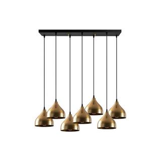 Vente-unique Deckenleuchte höhenverstellbar - Metall - 7 Schirme - 88 x 114 cm - Goldfarben & Schwarz - SONITI  