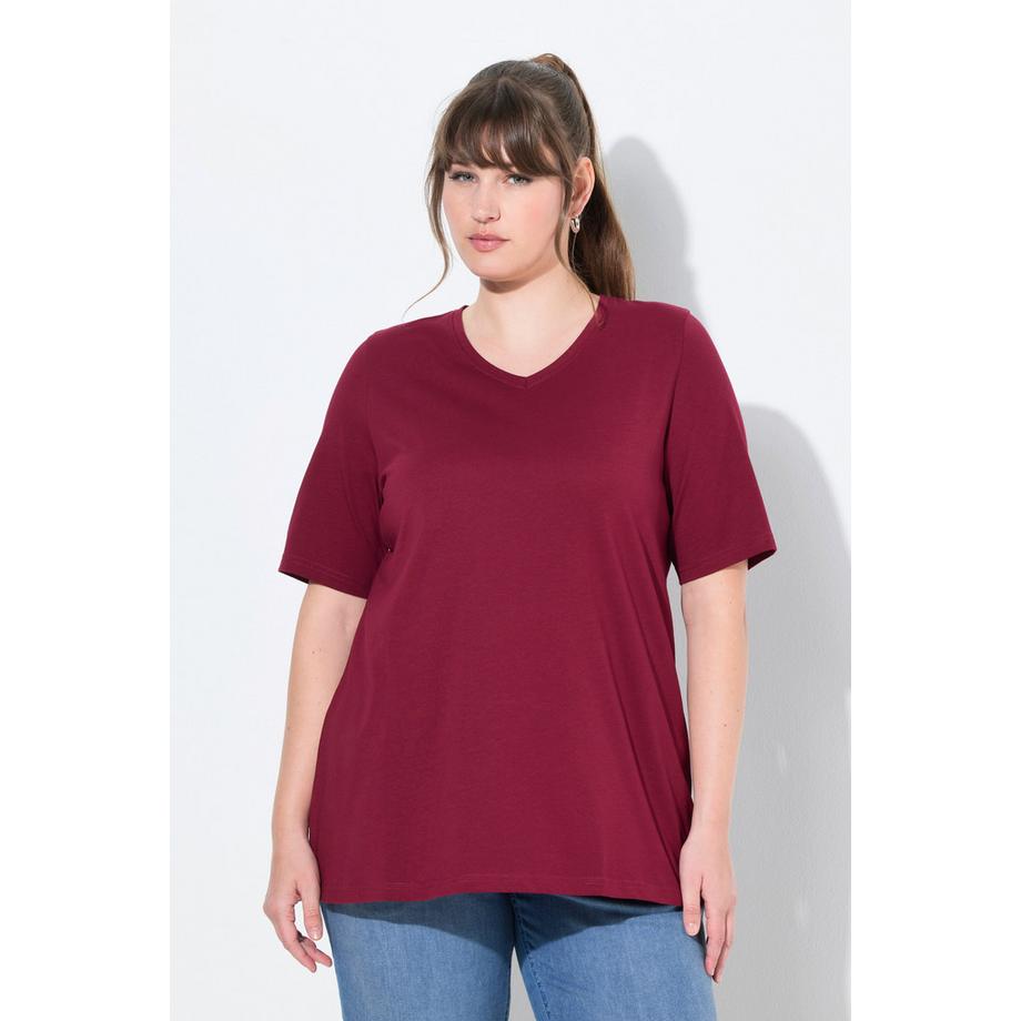 Ulla Popken Confezione da 2 T-shirt Scollo a V Maniche Corte Cotone Biologico  