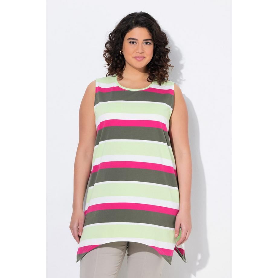 Ulla Popken Ringel A-Linie Ärmelloses Longtop Rundhals  