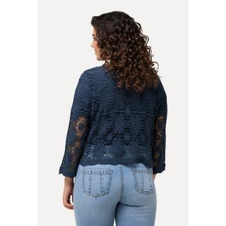 Ulla Popken  Cardigan décolleté en V et manches 3/4, maille avec motifs 