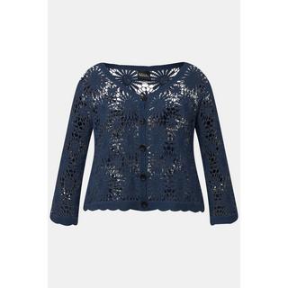 Ulla Popken  Cardigan décolleté en V et manches 3/4, maille avec motifs 