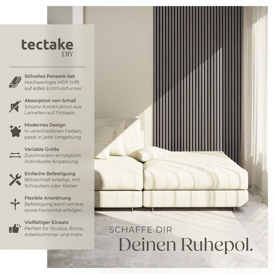 Tectake Pannelli acustici Sonic Wall Effetto legno in rovere grigio chiaro - Set da 4 pezzi  