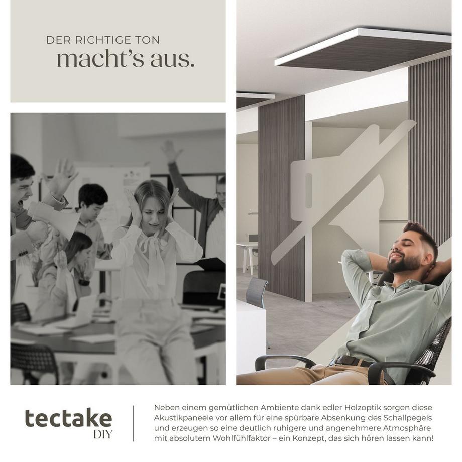 Tectake Pannelli acustici Sonic Wall Effetto legno in rovere grigio chiaro - Set da 4 pezzi  