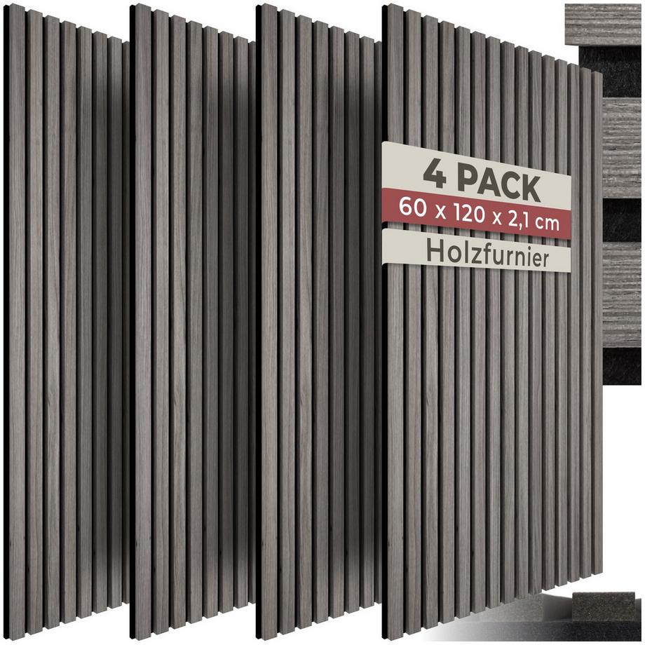 Pannelli acustici Sonic Wall Effetto legno in rovere grigio chiaro - Set da 4 pezzi