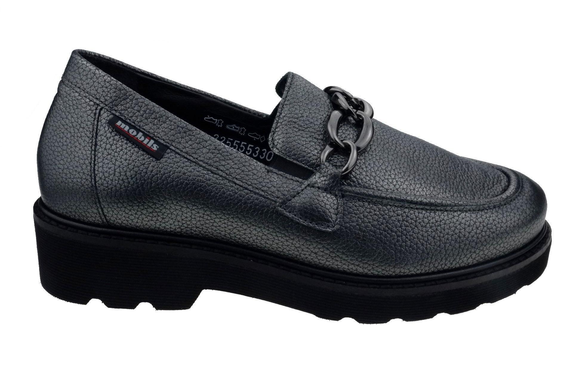 Image of Orla - Leder Mokassin Damen Grau 42.5