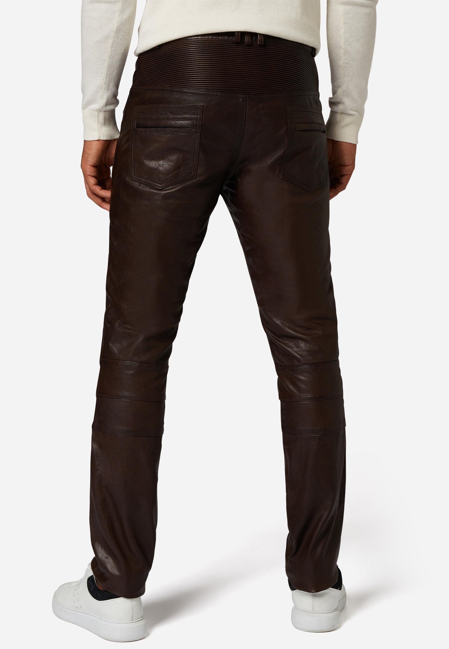 RICANO  Lederhose Franklin, Im klassischem 5-Pocket-Stil mit Bikerapplikationen 