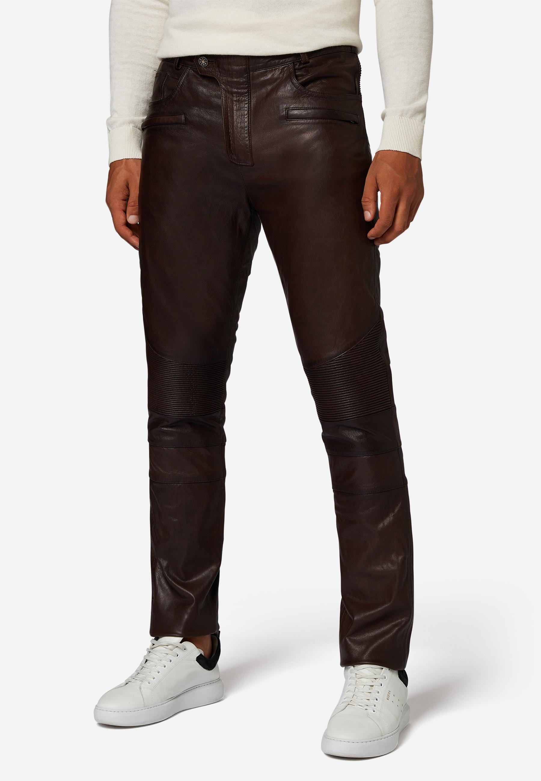 RICANO  Lederhose Franklin, Im klassischem 5-Pocket-Stil mit Bikerapplikationen 