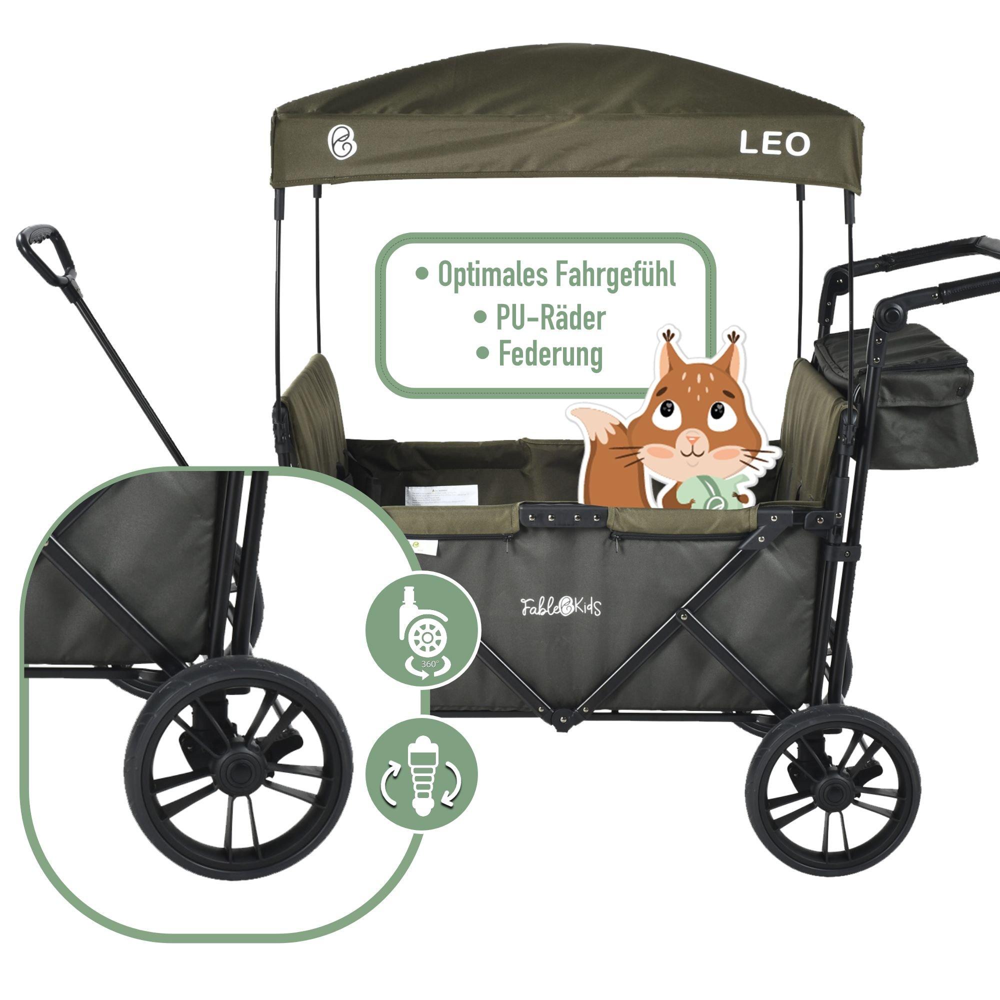 FableKids  Bollerwagen LEO X4Lite mit Dach faltbarer Transportwagen 