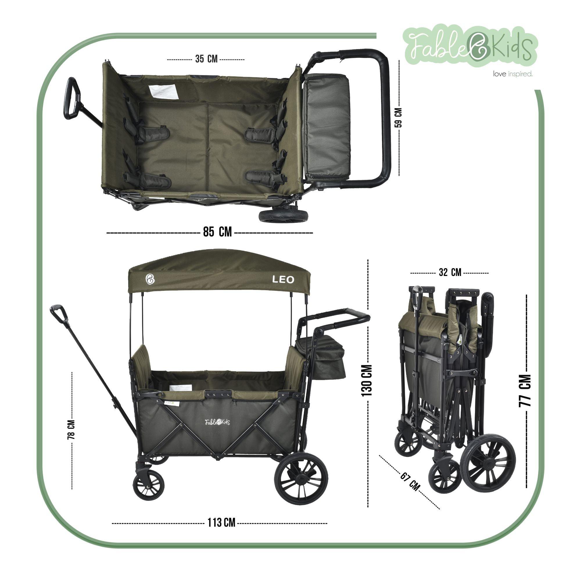 FableKids  Bollerwagen LEO X4Lite mit Dach faltbarer Transportwagen 