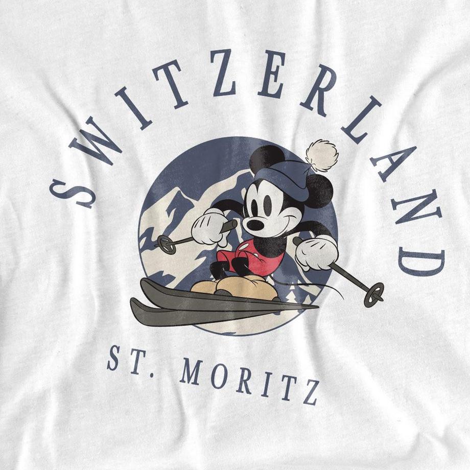 Disney Suisse St Moritz Mickey Mouse Ski T-Shirt Manches Longues  