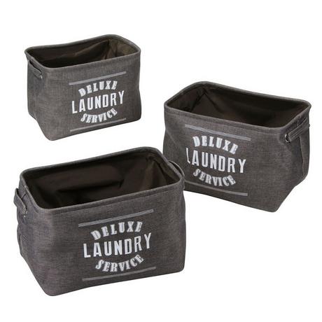 Calicosy Lot de 3 paniers à linge en toile grise  