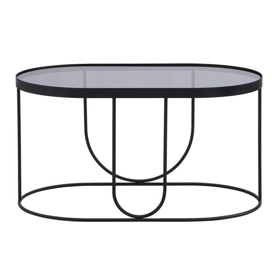 Vente-unique Couchtisch aus Metall & Rauchglas - Schwarz & Transparent - PRETORIA  