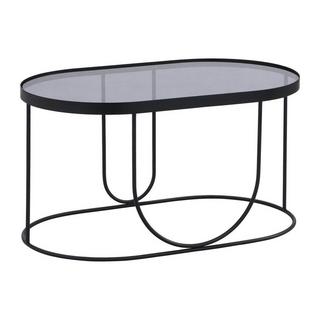 Vente-unique Couchtisch aus Metall & Rauchglas - Schwarz & Transparent - PRETORIA  