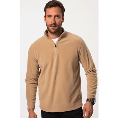 JP1880  Pullover polo di pile leggero con colletto alto e zip 