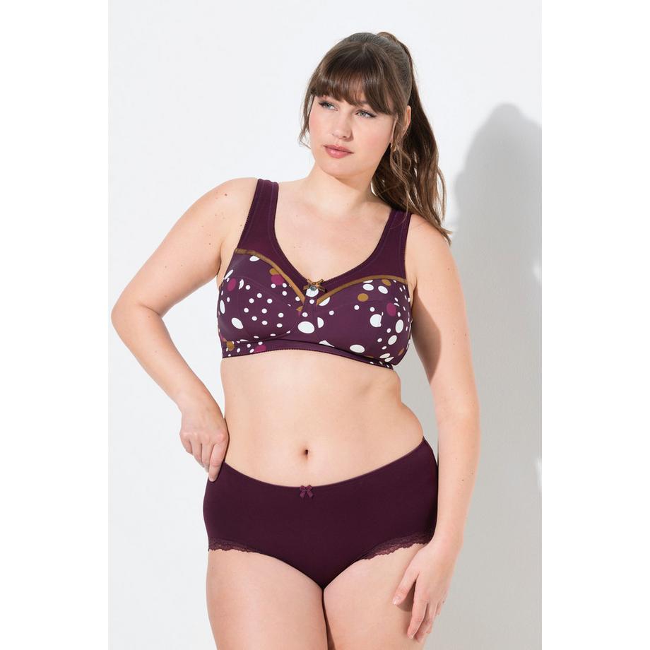 Ulla Popken Hipster Confezione da 3 Righe Pois Tinta Unita  