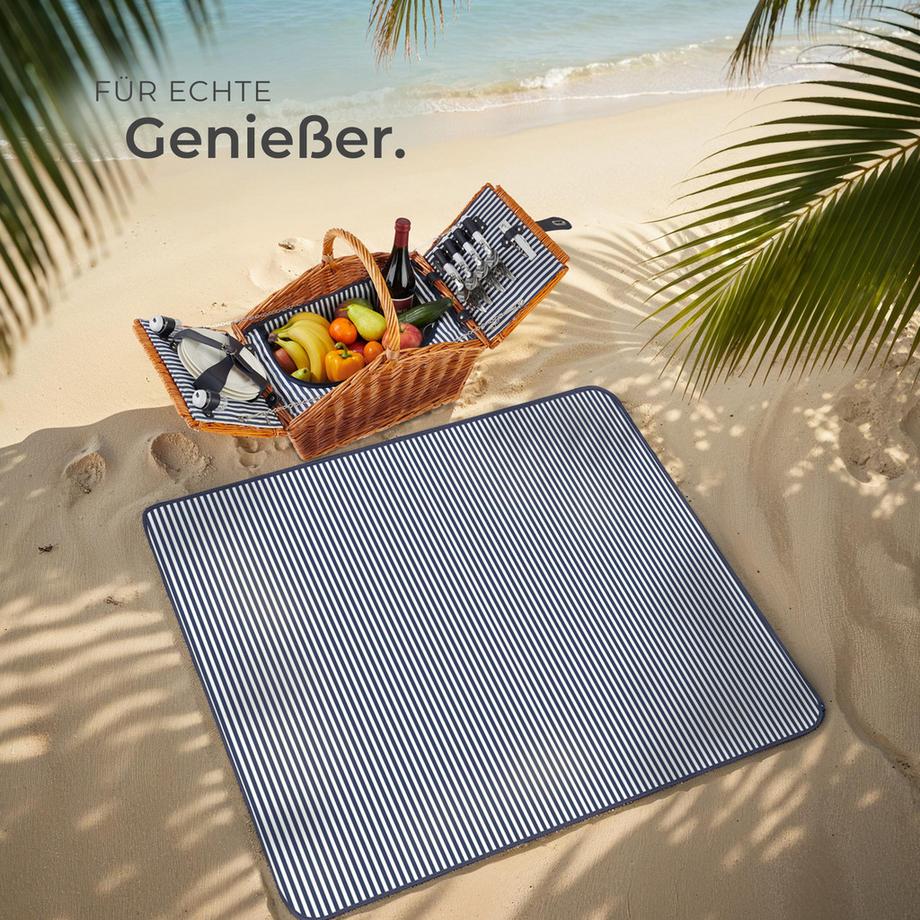 Tectake  Panier pique-nique USEDOM pour 4 personnes avec couverture de pique-nique 