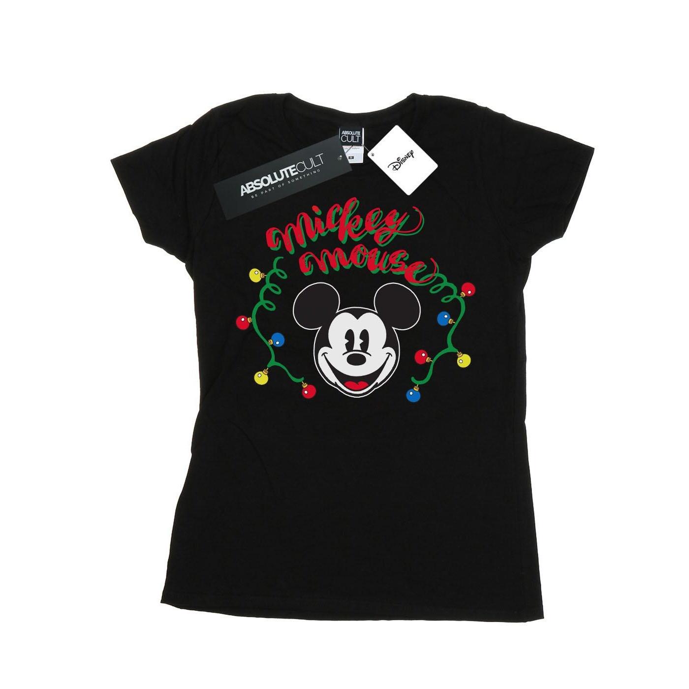 Image of Mickey Mouse Christmas Light Bulbs Tshirt Damen Schwarz S