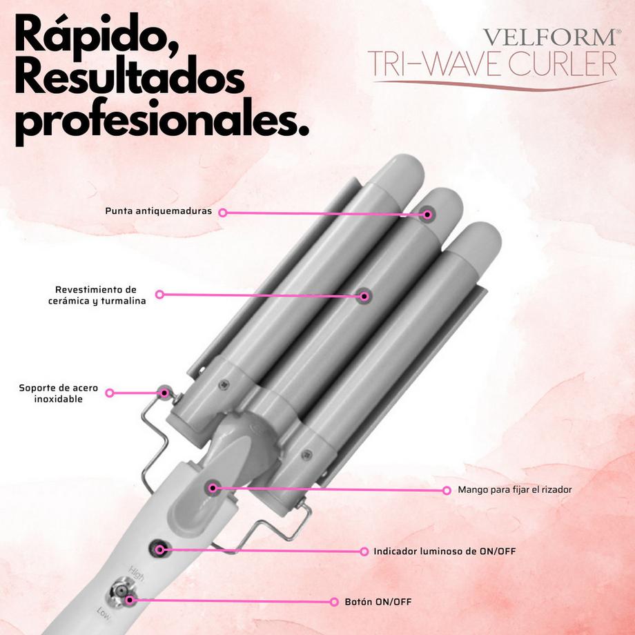 VELFORM Tri-wave Curler - 3-stäbiger Lockenstab  