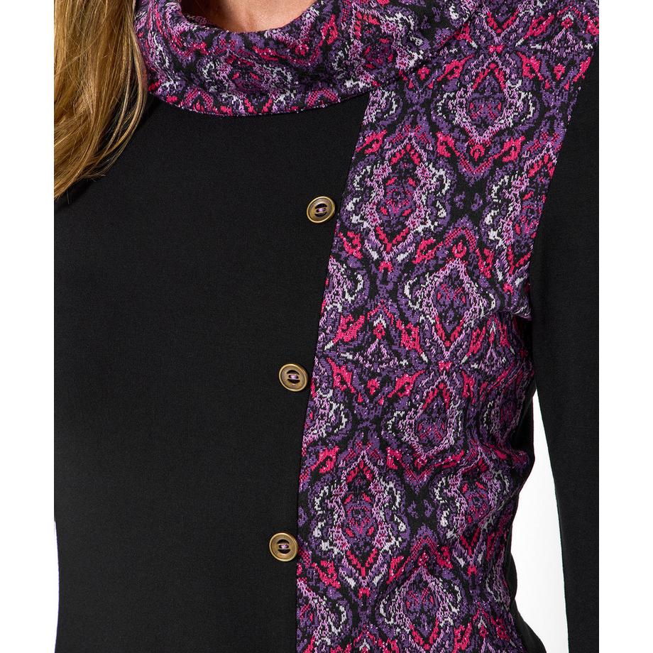 Joe Browns Tunika Blumenjacquard Zierknöpfen Wasserfallkragen  