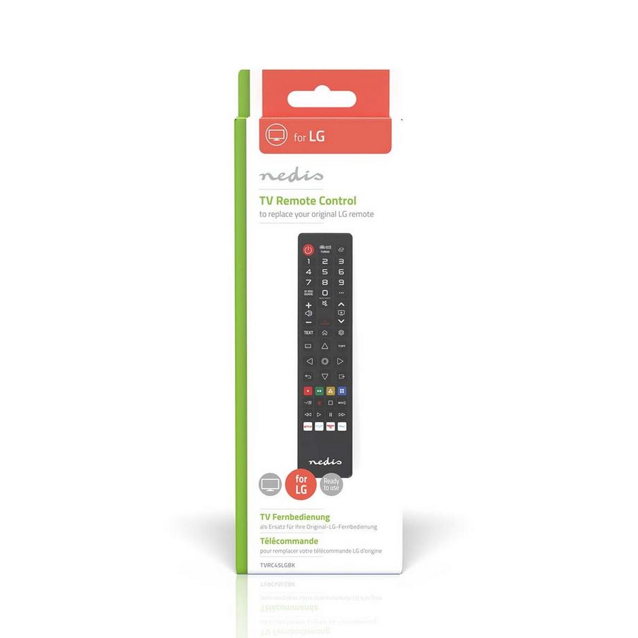 Nedis  Remote de remplacement | Convient pour: LG | Pré-programmé | 1 appareil | Amazon Prime / Disney + Button / Netflix Button / Rakuten TV Button | Infrarouge | Noir 