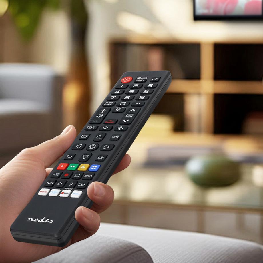 Nedis  Controllo remoto sostitutivo | Adatto per: LG | Pre -programmed | 1 dispositivo | Pulsante Amazon Prime / Disney + Button / Netflix / Pulsante TV Rakuten | Infrarosso | Nero 