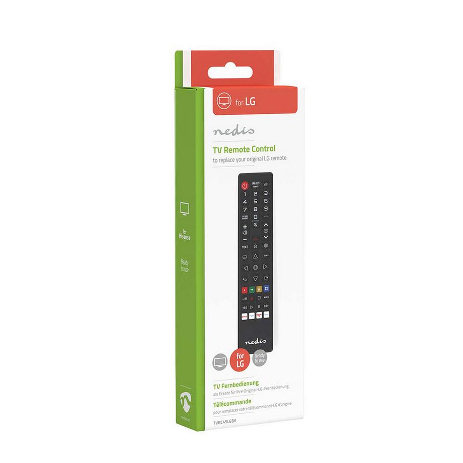 Nedis  Controllo remoto sostitutivo | Adatto per: LG | Pre -programmed | 1 dispositivo | Pulsante Amazon Prime / Disney + Button / Netflix / Pulsante TV Rakuten | Infrarosso | Nero 