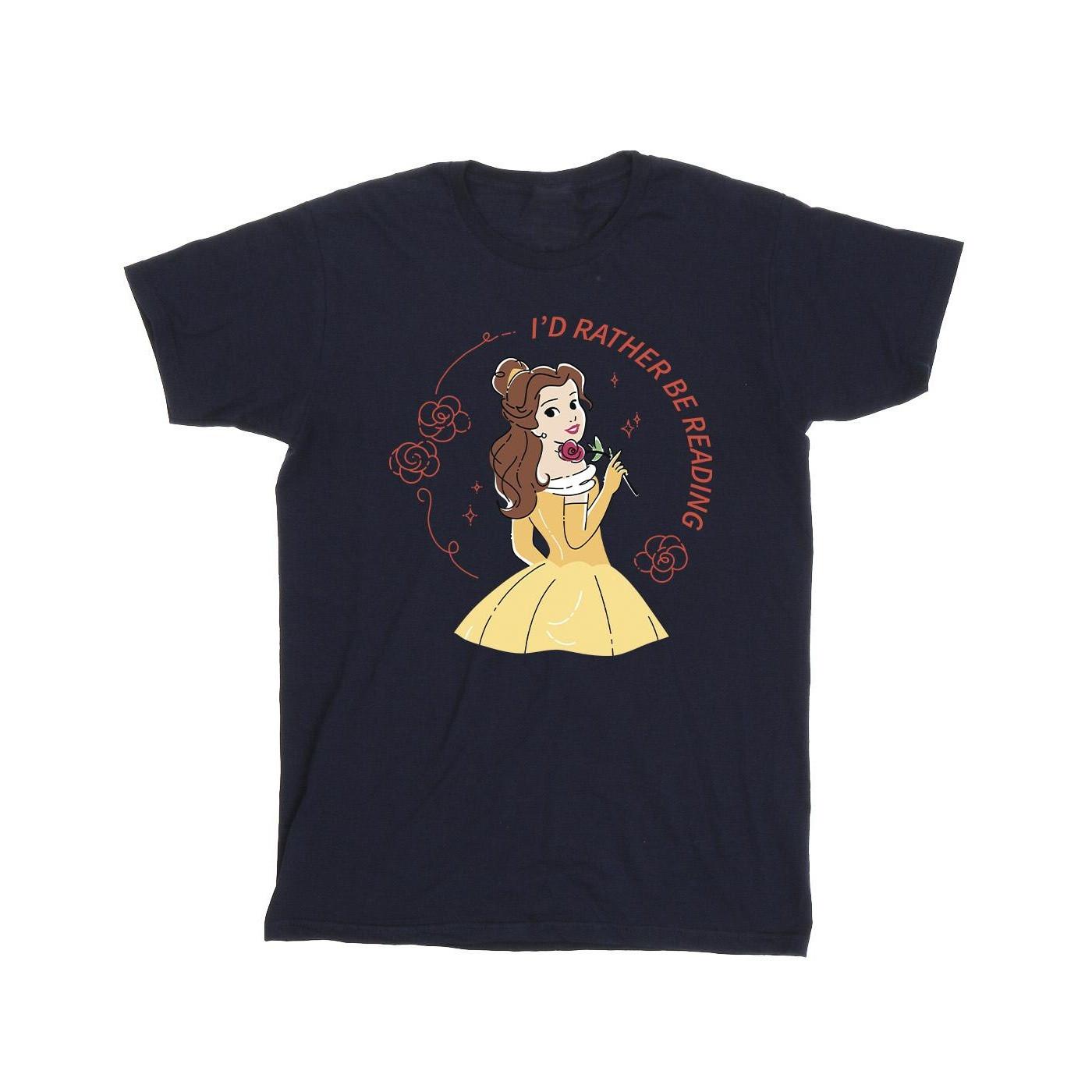Image of Beauty And The Beast I'd Rather Be Reading Tshirt Herren Marine XXL