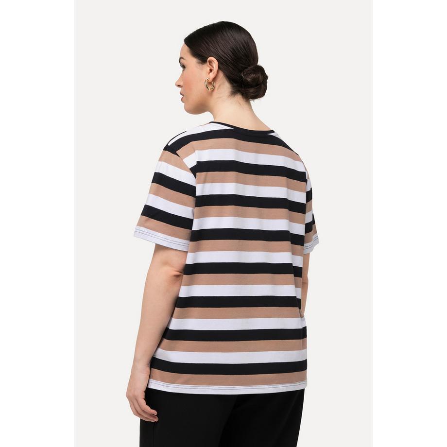 Ulla Popken T-shirt Rayures Col Rond Manches Courtes  