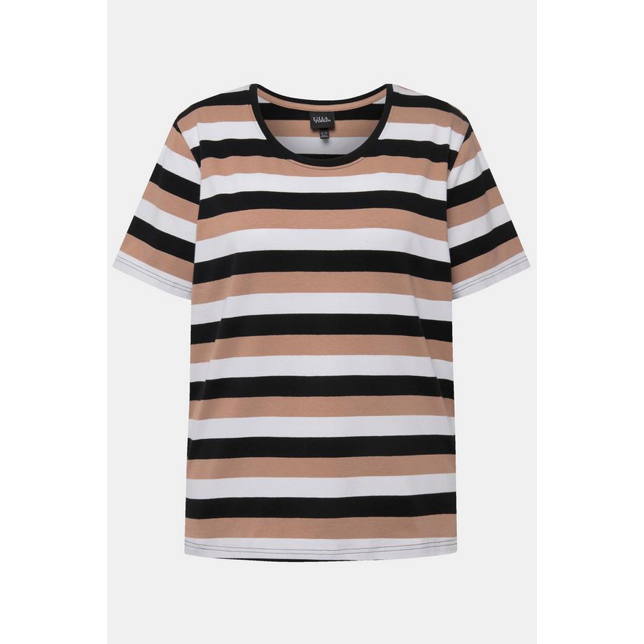 Ulla Popken T-shirt Rayures Col Rond Manches Courtes  