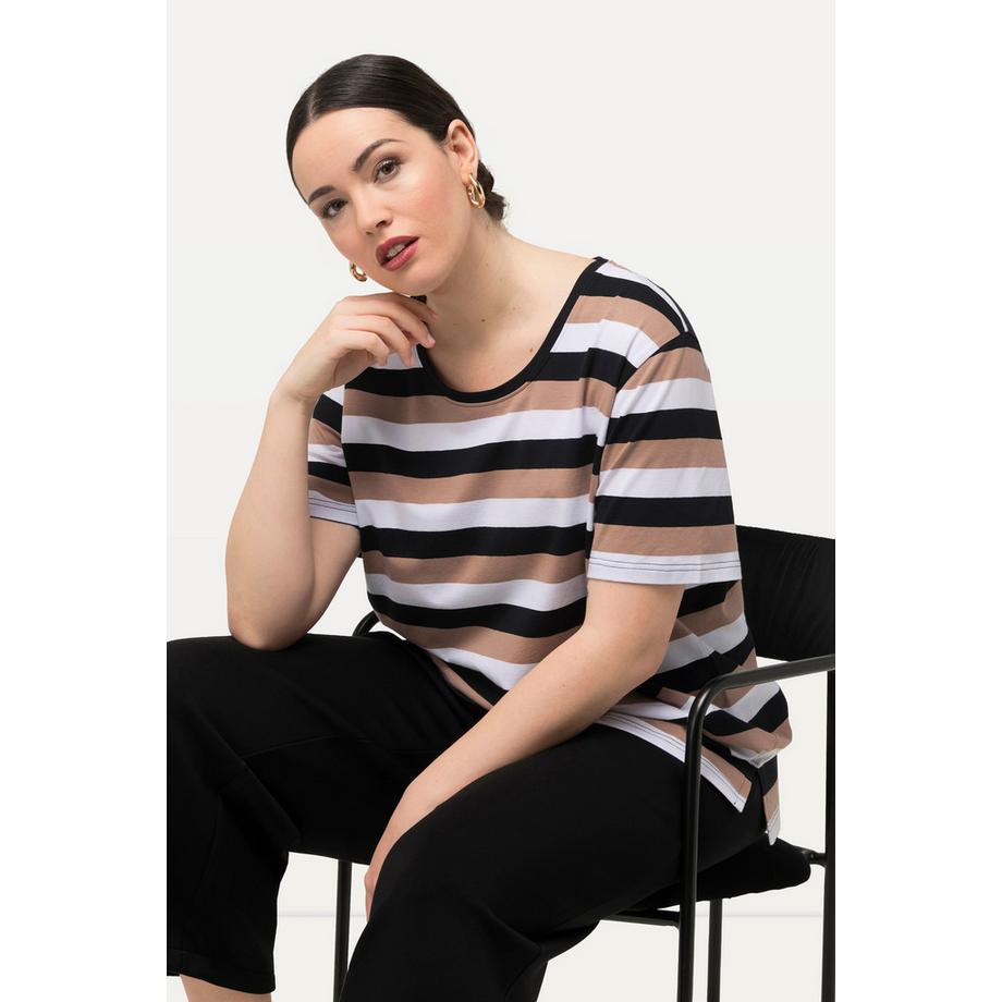 Ulla Popken T-shirt Rayures Col Rond Manches Courtes  