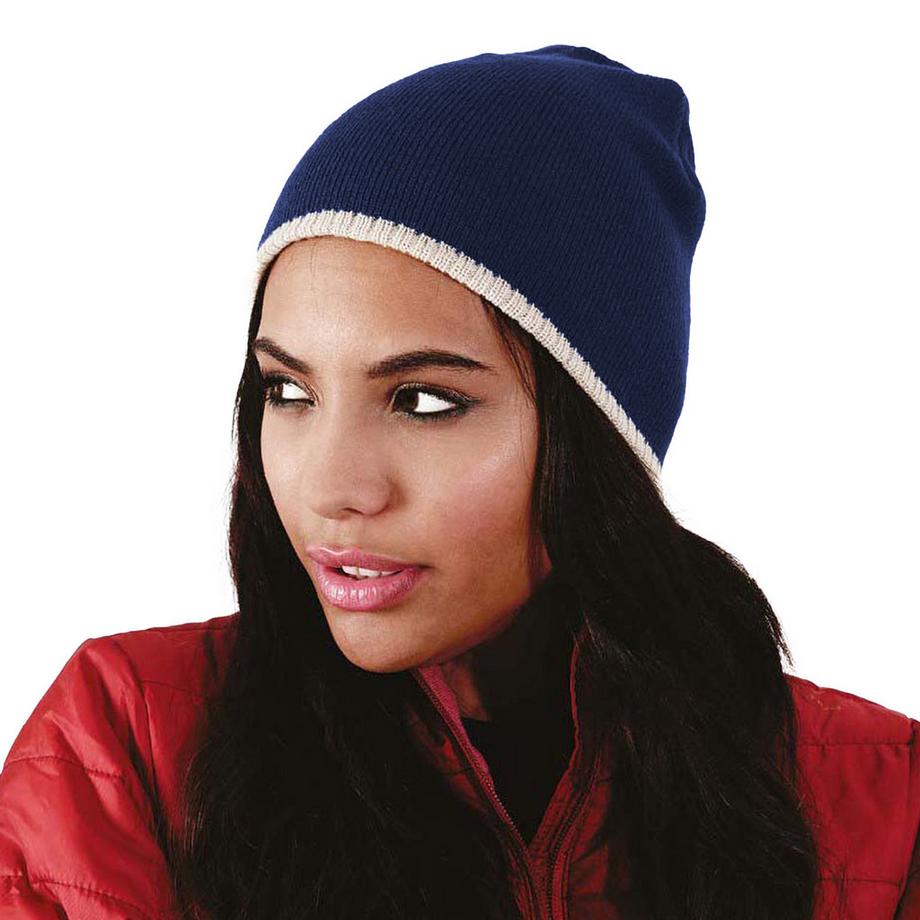 Beechfield Strickmütze mit Kontrastrand  