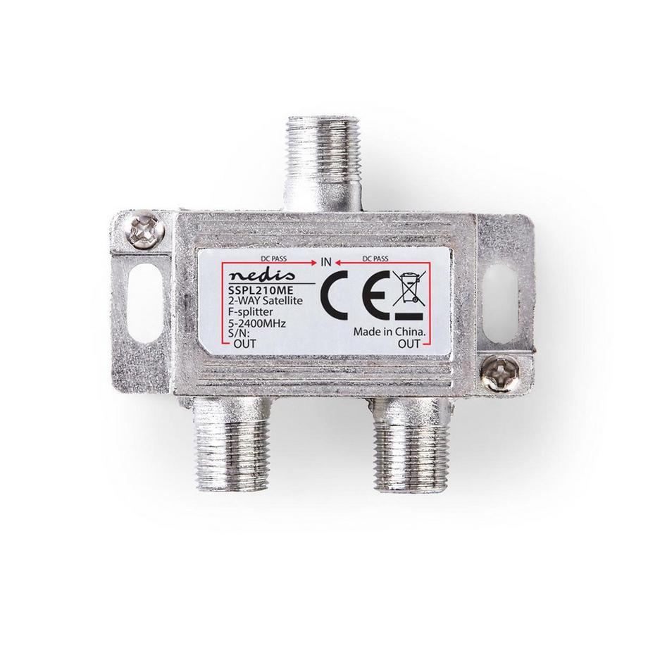 Nedis  Satellitensplitter | 5 - 2400 MHz | 6,5 dB | Anzahl der Eingänge: 1 | Anzahl der Ausgänge: 2 | Impedanz: 75 Ohm | Zink | Silber 