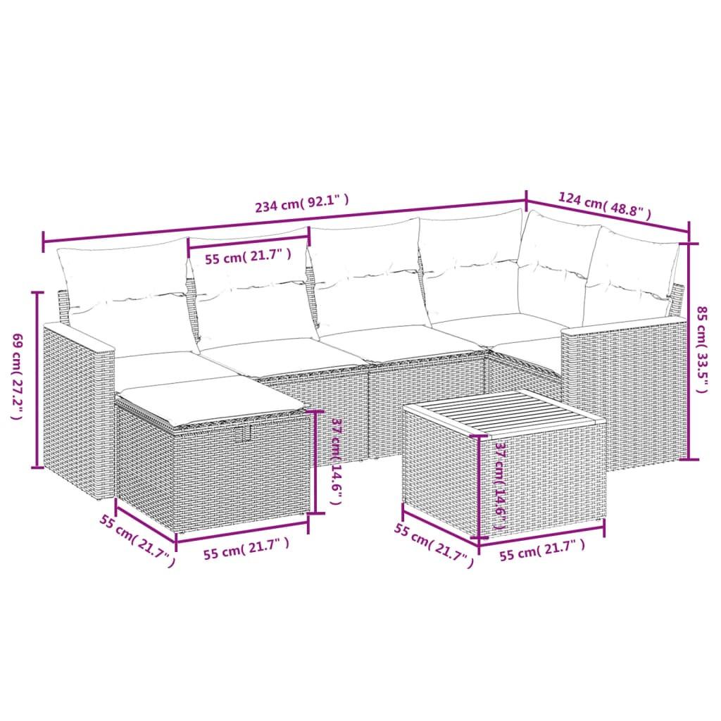 VidaXL set divano da giardino Polirattan  