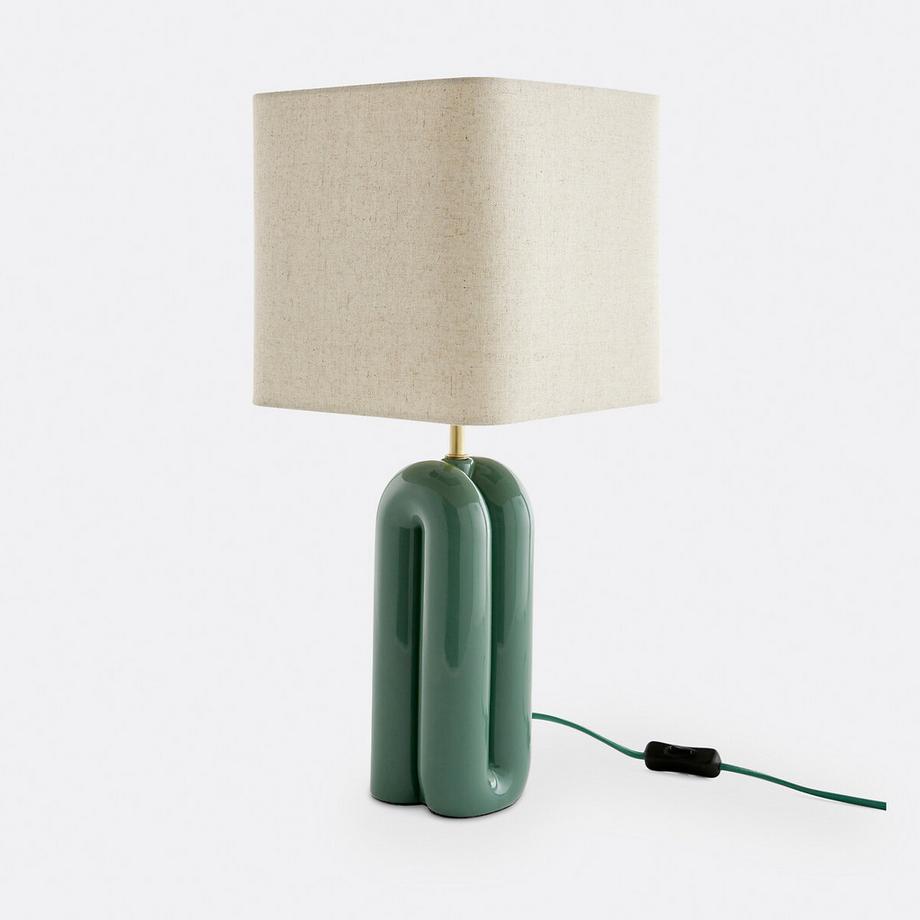 Lampe à poser céramique et lin