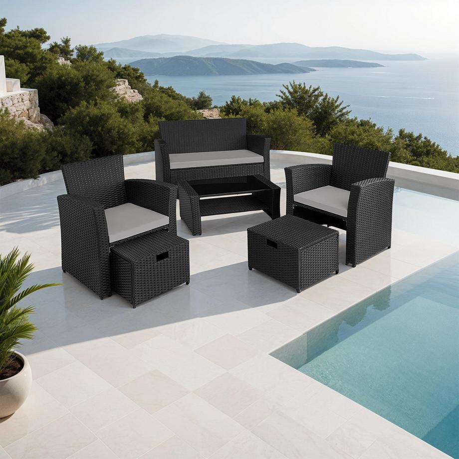 Tectake Salottino in rattan  Modena  da 4 a 6 persone  