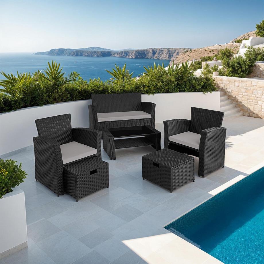 Tectake Salottino in rattan  Modena  da 4 a 6 persone  